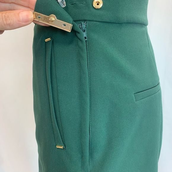 H&m dark green high waisted dress shorts Sz 12 - Picture 4 of 11